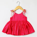 Load image into Gallery viewer, Fuchsia Pink Tissue Silk Mayurpankh Embroidered Top with Green Taffeta Dhoti - BYB PREMIUM