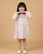 Load image into Gallery viewer, Girls Dobby Cotton Dress Combo Set β Floral Dress & Peach Top Outfit (Pack of 2) - BYB PREMIUM