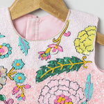 Load image into Gallery viewer, Girls Floral Embroidered Crop Top with Pink Skirt | Party & Festive Wear - BYB PREMIUM