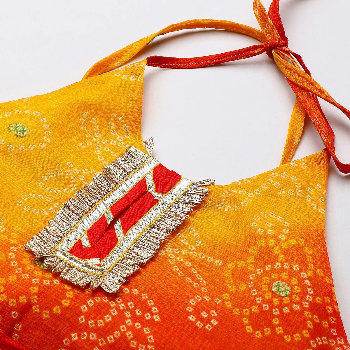 Girls kota doria lehenga set with gota embellished strappy top & skirt byb premium