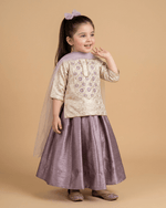 Load image into Gallery viewer, Girls Lavender Silk Lehenga Set with Embroidered Top & Dupatta āĆƬ Ethnic Wear - BYB PREMIUM