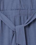 Load image into Gallery viewer, Girls Linen Lurex Co-ord Combo Set – Blue Jumpsuit & Embroidered Top with Shorts (Pack of 2) - BYB PREMIUM