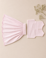 Load image into Gallery viewer, Girls Pure Cotton Pink Striped Co-Ord Set with Scalloped Embroidery - BYB PREMIUM