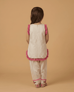 Load image into Gallery viewer, Girls Pure Cotton Tassel Kurta Set with Floral Embroidery - BYB PREMIUM