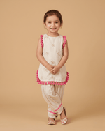 Load image into Gallery viewer, Girls Pure Cotton Tassel Kurta Set with Floral Embroidery - BYB PREMIUM