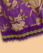 Load image into Gallery viewer, Girls Purple Pure Cotton Kurta Pant Set with Floral Print | Premium Cotton Ethnic Wear - BYB PREMIUM