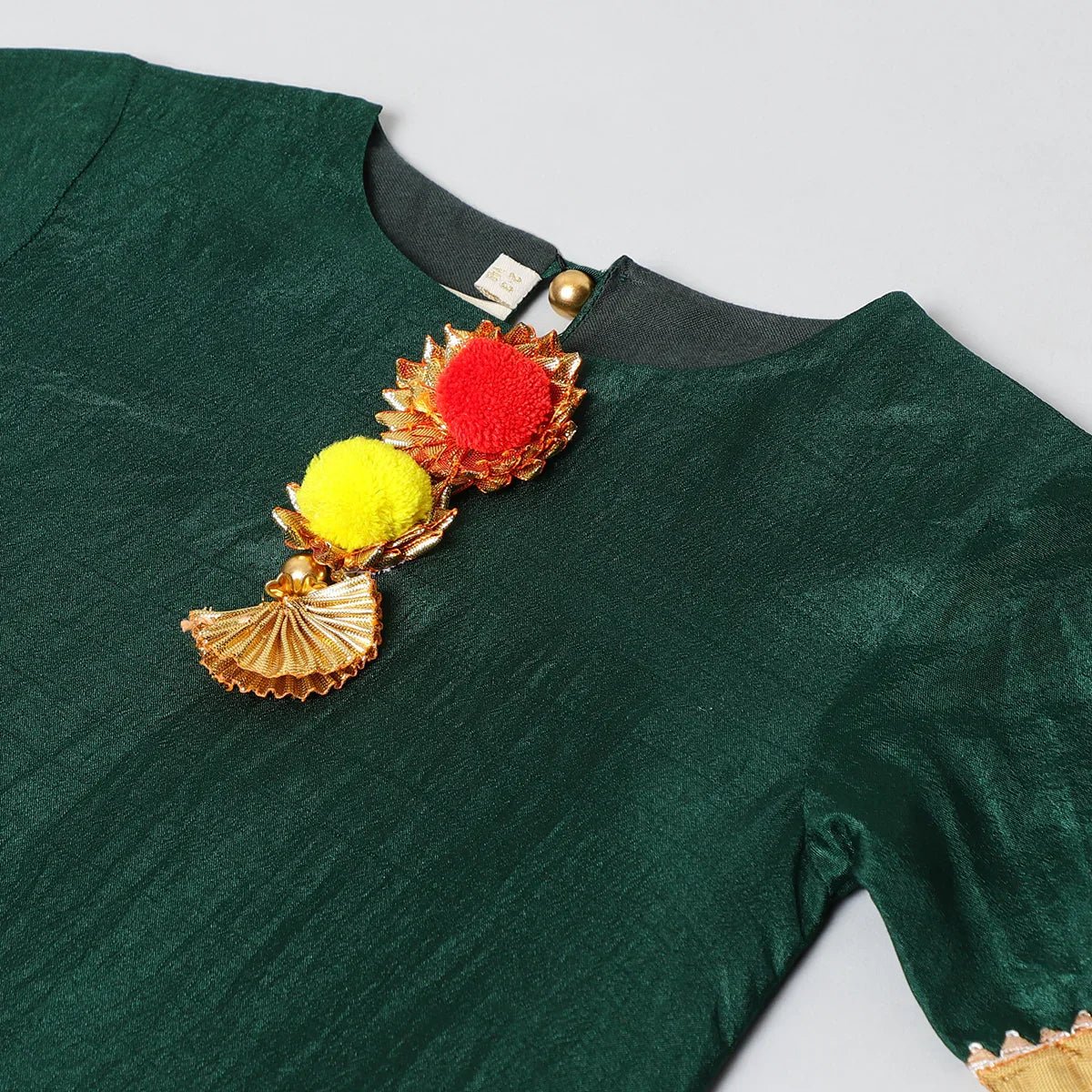 Green Bandhani Silk Lehenga Kurti Set - BYB PREMIUM