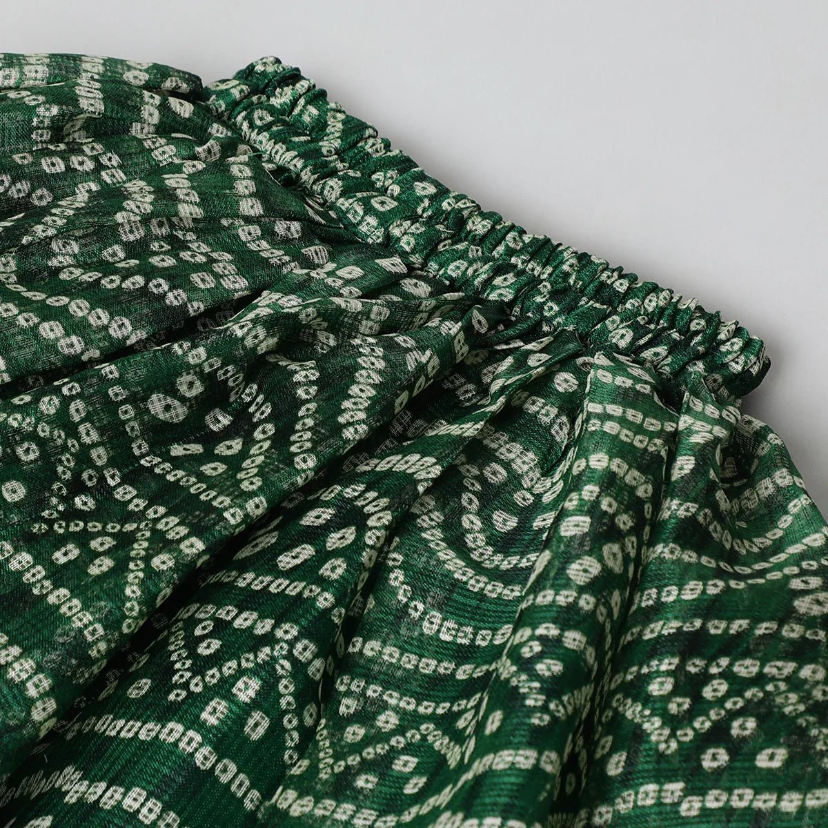 Green Bandhani Silk Lehenga Kurti Set - BYB PREMIUM