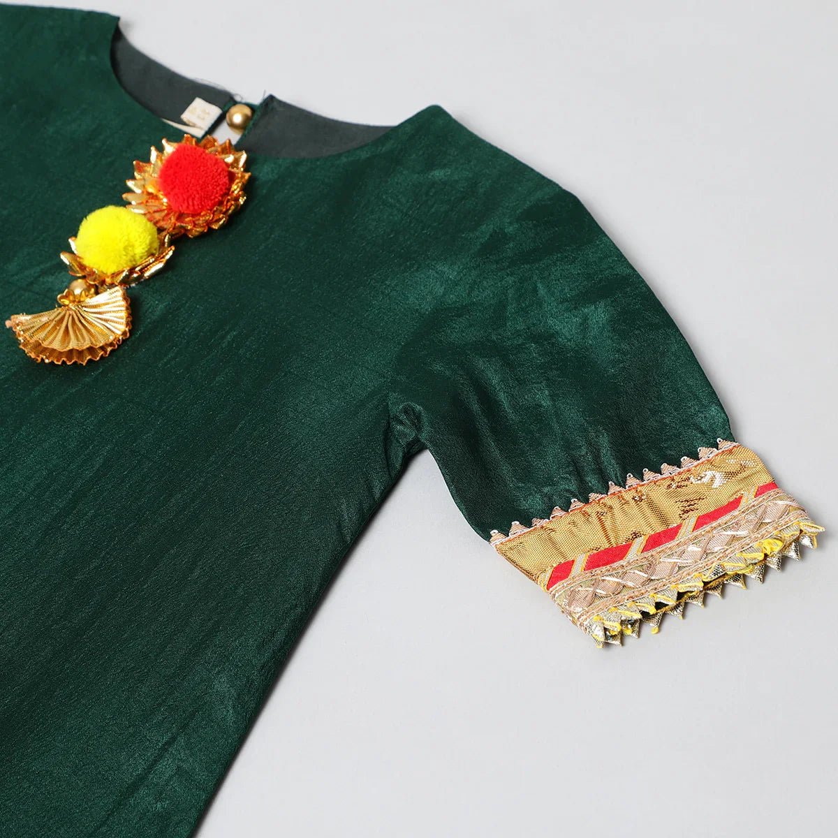 Green Bandhani Silk Lehenga Kurti Set - BYB PREMIUM