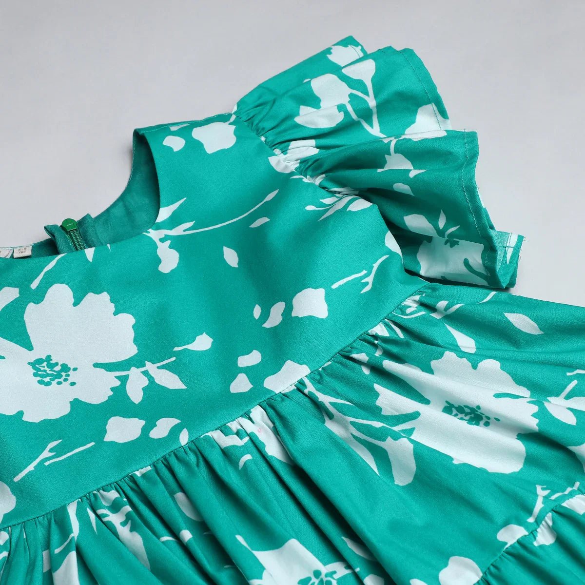 Green Floral Cotton Frock - BYB PREMIUM