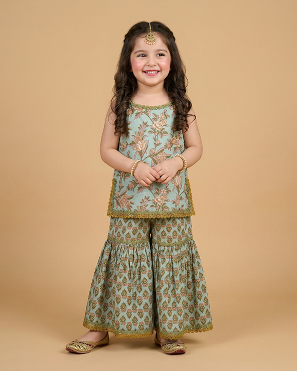 Girls cotton sharara set