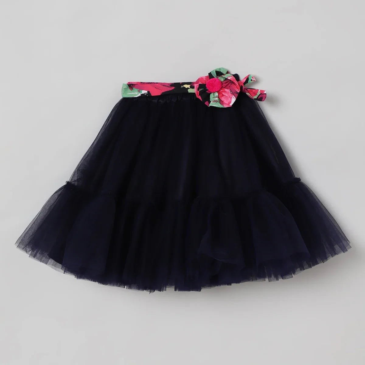 Hot pink one shoulder top & black tulle skirt set byb premium
