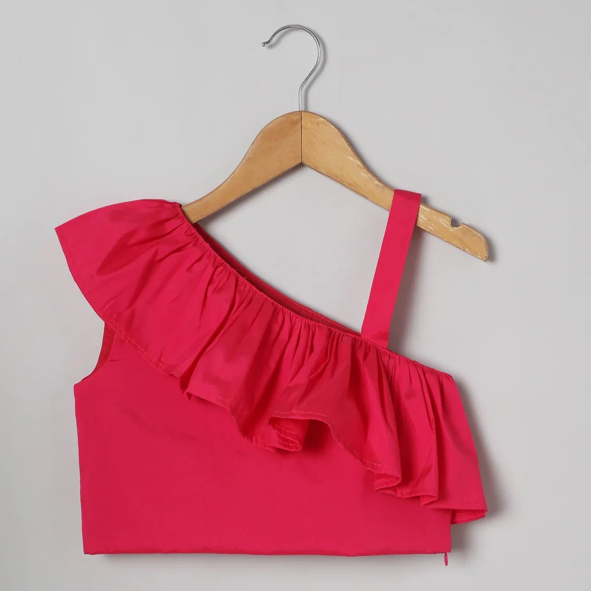 Hot pink one shoulder top & black tulle skirt set byb premium