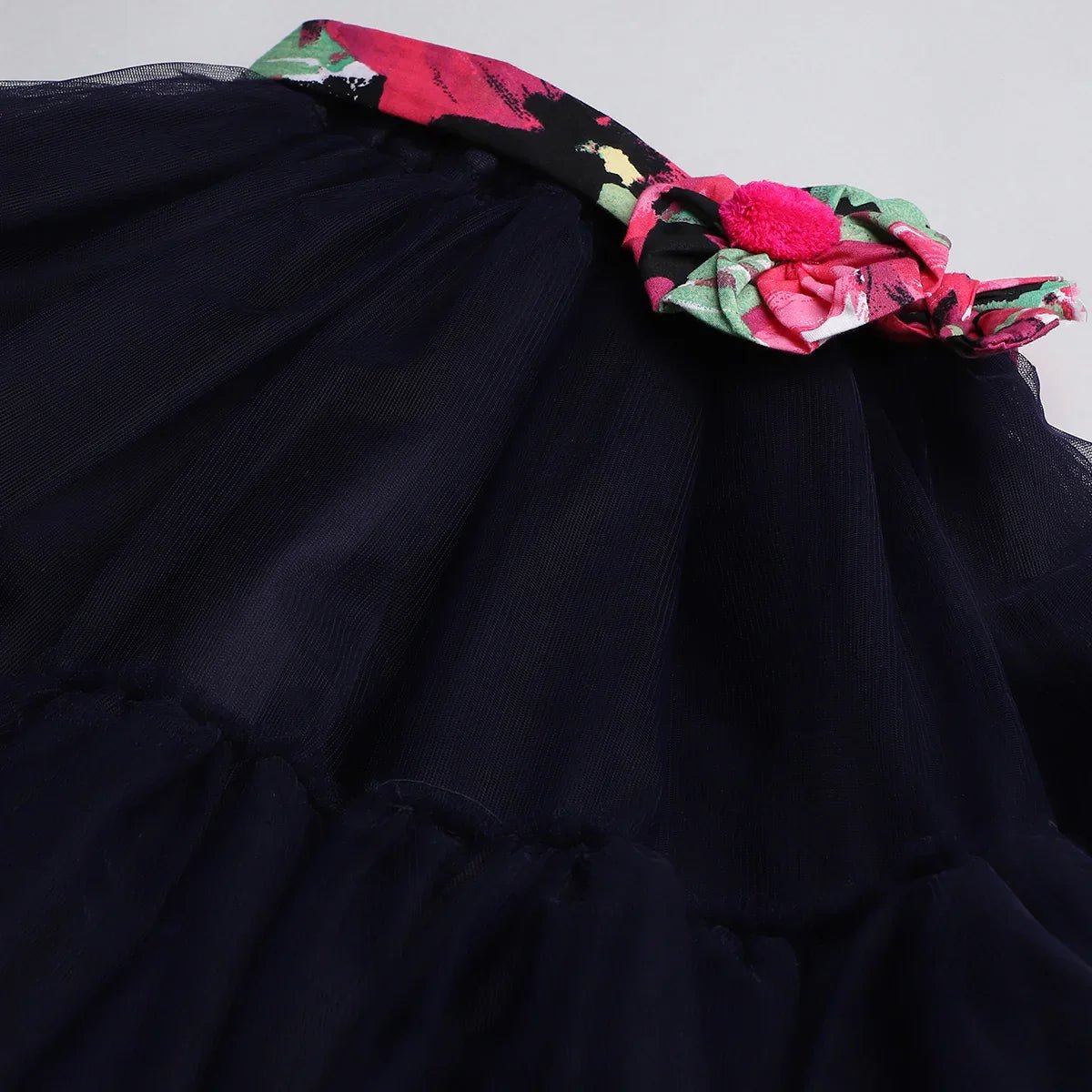 Hot pink one shoulder top & black tulle skirt set byb premium
