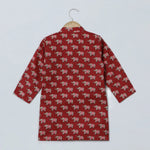 Load image into Gallery viewer, Jaipuri Elephant Print Red Kurta Pyjama Set for Boys - BYB PREMIUM