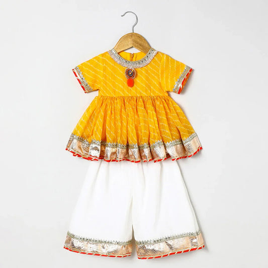 Kota Doria Peplum Top & Plazo Set with Gota Embellishment - BYB PREMIUM