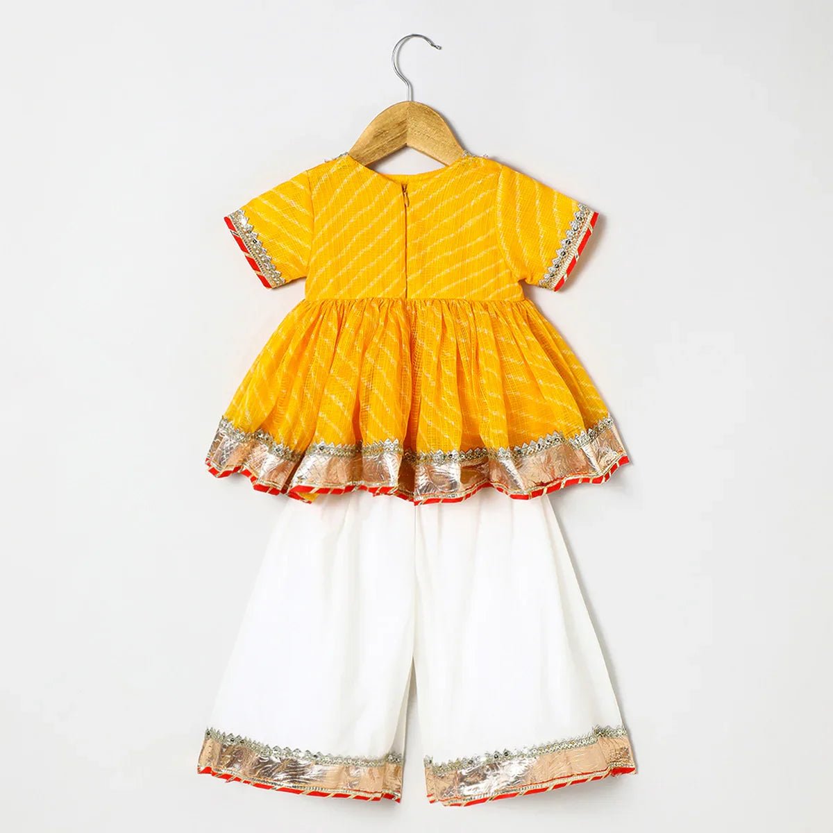 Kota Doria Peplum Top & Plazo Set with Gota Embellishment - BYB PREMIUM