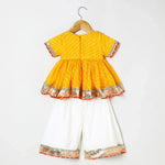 Load image into Gallery viewer, Kota Doria Peplum Top & Plazo Set with Gota Embellishment - BYB PREMIUM