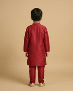 Load image into Gallery viewer, Maroon Dola Silk Kurta Pyjama Set for Boys with Thread & Mirror Work - BYB PREMIUM