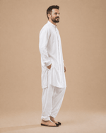 Load image into Gallery viewer, Men’s White Linen Kurta Pajama Set – Classic Summer Ethnic Wear - BYB PREMIUM
