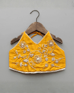 Load image into Gallery viewer, Mustard Dola Silk Hand-Embroidered Lehenga Set for Girl - BYB PREMIUM