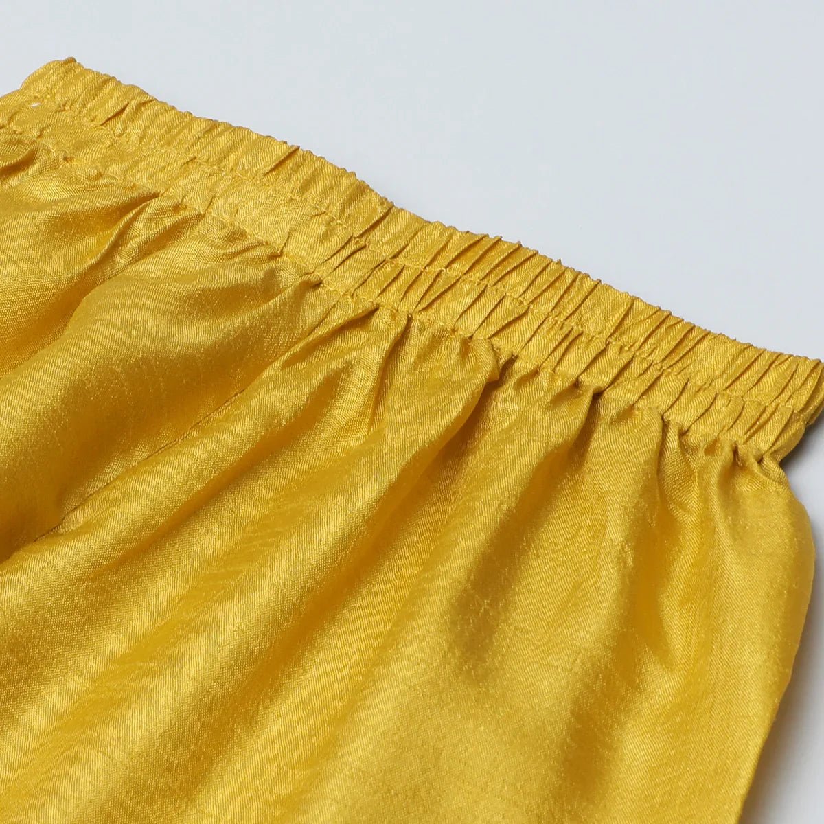 Mustard yellow silk kurta pyjama set for boys byb premium