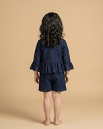 Load image into Gallery viewer, Navy Blue Cotton Nylon Lace Girls Co-ord Set with Scallop Detailing - BYB PREMIUM