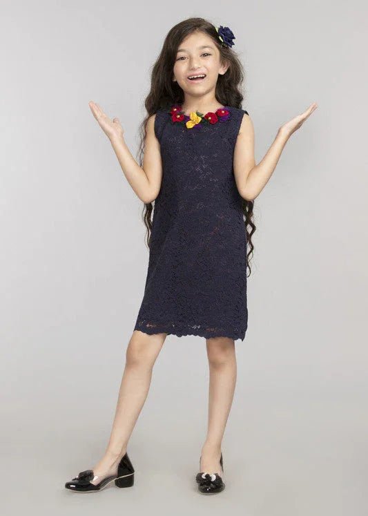 Navy Blue Lace Dress - BYB PREMIUM