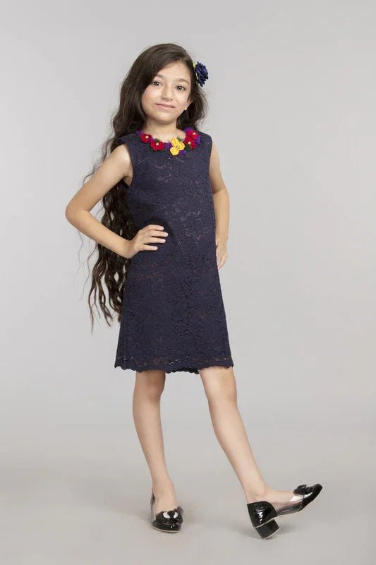 Navy Blue Lace Dress - BYB PREMIUM