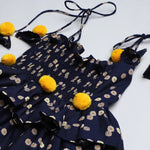 Load image into Gallery viewer, Navy Floral Linen Strap Dress - BYB PREMIUM