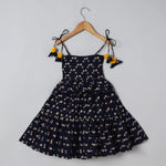 Load image into Gallery viewer, Navy Floral Linen Strap Dress - BYB PREMIUM