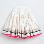 Load image into Gallery viewer, Off-White Chanderi Lehenga Set for Girls with Contrast Lace & Dupatta - BYB PREMIUM