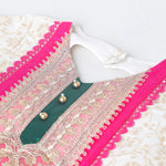 Load image into Gallery viewer, Off-White Chanderi Lehenga Set for Girls with Contrast Lace & Dupatta - BYB PREMIUM