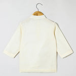 Load image into Gallery viewer, Off white doria cotton Kurta with Mayurpankh pearls embroidery Dhoti set - BYB PREMIUM