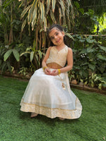 Load image into Gallery viewer, Off white halter brocade embellished top and skirt set - BYB PREMIUM