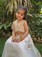 Load image into Gallery viewer, Off white halter brocade embellished top and skirt set - BYB PREMIUM