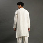Load image into Gallery viewer, Off - White Linen Kurta Pyjama Set for Men - BYB PREMIUM