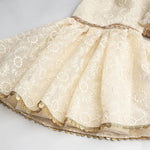 Load image into Gallery viewer, Off White Organza Kurta Sharara Set for Girls with Mustard Dupatta - BYB PREMIUM