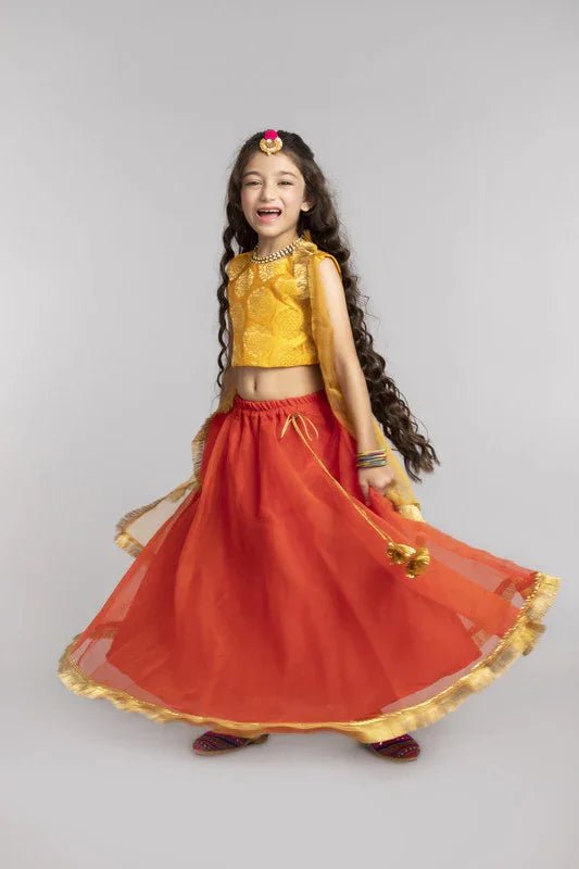 Orange and Yellow Lehenga Set - BYB PREMIUM