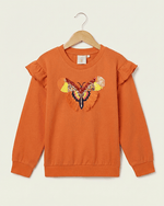 Load image into Gallery viewer, Orange Butterfly Embroidered Sweatshirt for Kids - BYB PREMIUM