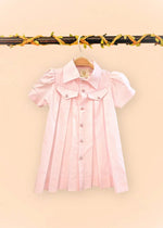 Load image into Gallery viewer, Paper poplin baby pink pleated shirt dress - BYB PREMIUM