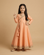 Load image into Gallery viewer, Peach Chanderi Silk Anarkali for Girls with Hand Embroidery - BYB PREMIUM