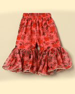 Load image into Gallery viewer, Peach Floral Chiffon Top Sharara Set for Girls - BYB PREMIUM