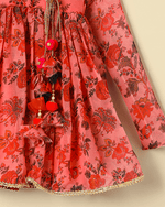 Load image into Gallery viewer, Peach Floral Chiffon Top Sharara Set for Girls - BYB PREMIUM