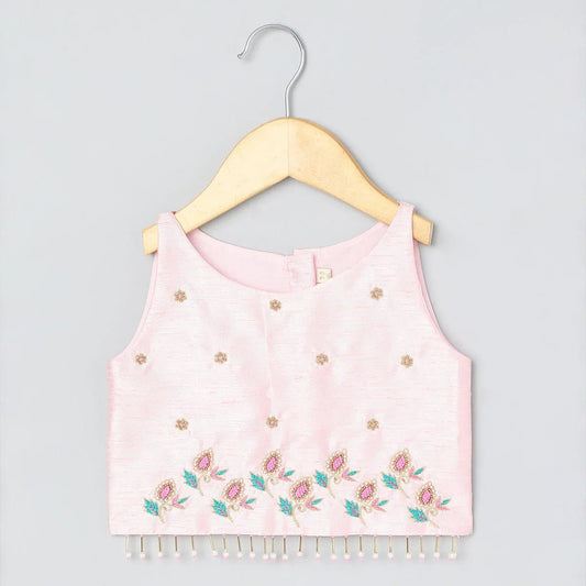 Pink Embroidered Lehenga Set for Girls - BYB PREMIUM