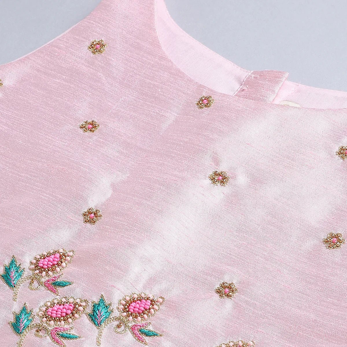 Pink Embroidered Lehenga Set for Girls - BYB PREMIUM
