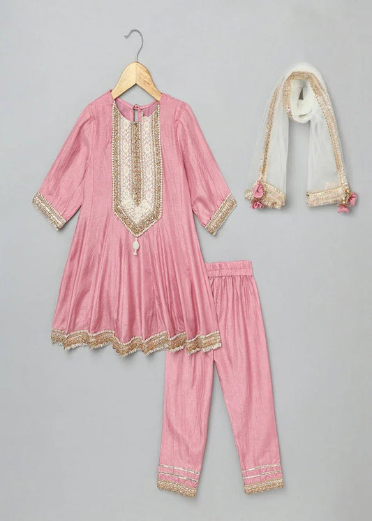 Pink Silk Anarkali Suit Set For Girls - BYB PREMIUM