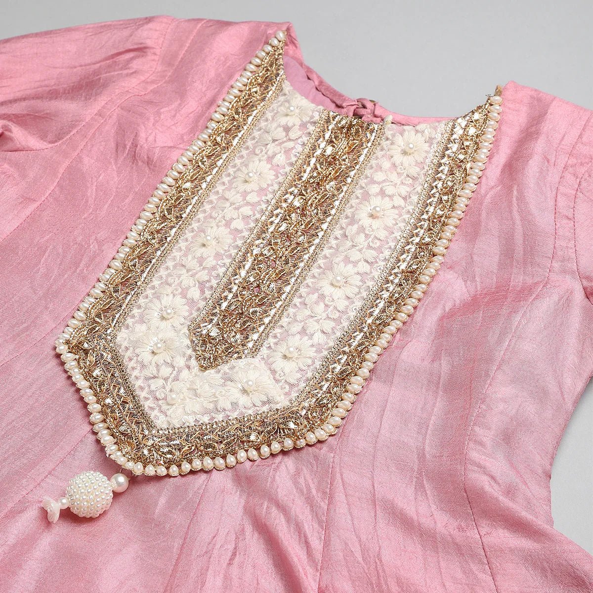 Pink Silk Anarkali Suit Set For Girls - BYB PREMIUM