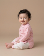 Load image into Gallery viewer, Pink Pure Cotton Baby Kurta Set with Elegant Gota Work