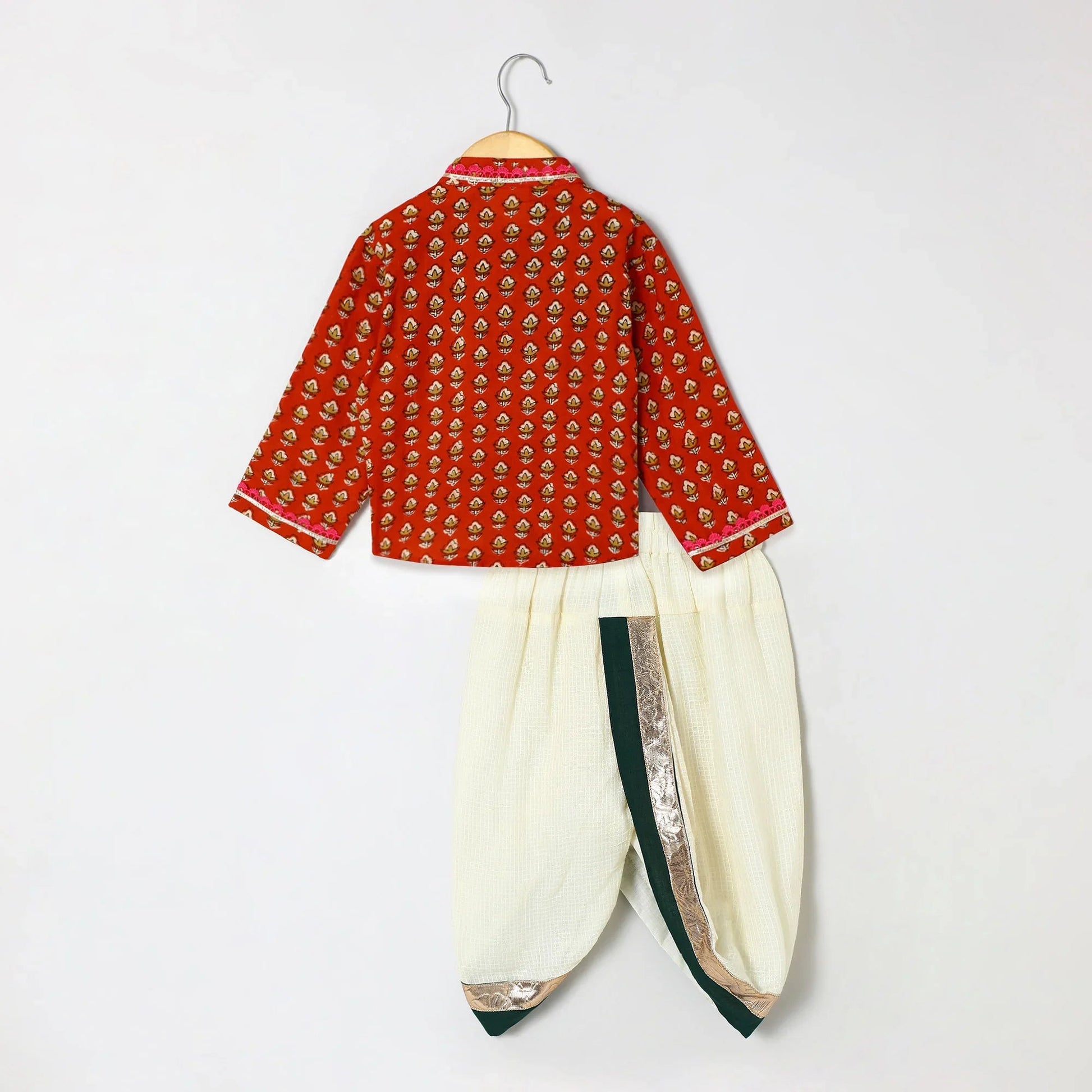 Pure cotton lace embelished short kurta and dhoti set - BYB PREMIUM